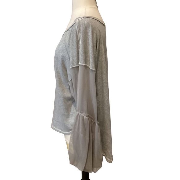 Free People Still Got It Mesh Bell Sleeve Top gray small - Picture 11 of 14